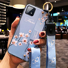 Handyhülle Silikon Hülle Gummi Schutzhülle Flexible Blumen für Oppo A72 5G Hellblau