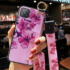 Handyhülle Silikon Hülle Gummi Schutzhülle Flexible Blumen für Oppo Reno4 Z 5G Violett