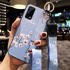 Handyhülle Silikon Hülle Gummi Schutzhülle Flexible Blumen für Realme Q2 Pro 5G Hellblau