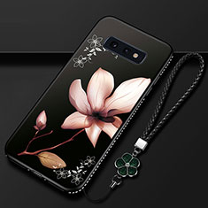 Handyhülle Silikon Hülle Gummi Schutzhülle Flexible Blumen für Samsung Galaxy S10e Braun