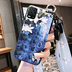 Handyhülle Silikon Hülle Gummi Schutzhülle Flexible Blumen für Xiaomi Mi 10 Lite Blau