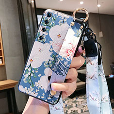 Handyhülle Silikon Hülle Gummi Schutzhülle Flexible Blumen für Xiaomi Mi 10 Ultra Blau