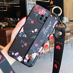 Handyhülle Silikon Hülle Gummi Schutzhülle Flexible Blumen für Xiaomi Mi 10T Lite 5G Schwarz