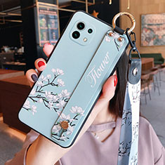 Handyhülle Silikon Hülle Gummi Schutzhülle Flexible Blumen für Xiaomi Mi 11 5G Hellblau
