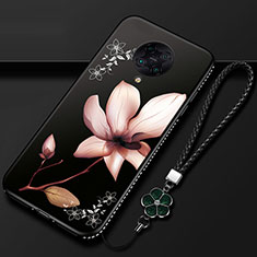 Handyhülle Silikon Hülle Gummi Schutzhülle Flexible Blumen für Xiaomi Poco F2 Pro Schwarz