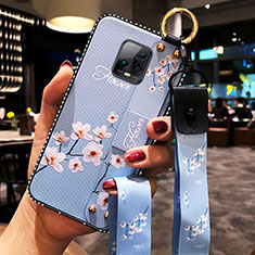 Handyhülle Silikon Hülle Gummi Schutzhülle Flexible Blumen für Xiaomi Redmi 10X 5G Hellblau