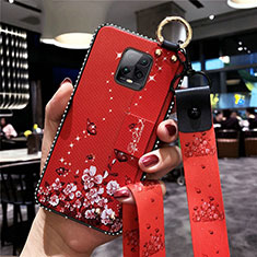 Handyhülle Silikon Hülle Gummi Schutzhülle Flexible Blumen für Xiaomi Redmi 10X Pro 5G Rot
