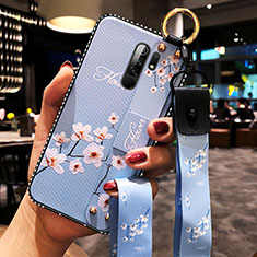 Handyhülle Silikon Hülle Gummi Schutzhülle Flexible Blumen für Xiaomi Redmi 9 Prime India Hellblau