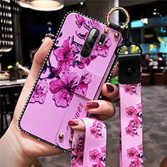 Handyhülle Silikon Hülle Gummi Schutzhülle Flexible Blumen für Xiaomi Redmi 9 Prime India Violett
