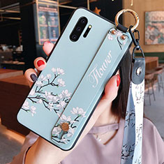 Handyhülle Silikon Hülle Gummi Schutzhülle Flexible Blumen K01 für Samsung Galaxy Note 10 Plus 5G Cyan