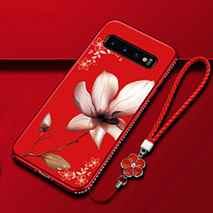 Handyhülle Silikon Hülle Gummi Schutzhülle Flexible Blumen K01 für Samsung Galaxy S10 5G Fuchsie