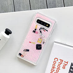 Handyhülle Silikon Hülle Gummi Schutzhülle Flexible Blumen K01 für Samsung Galaxy S10 Plus Rosa