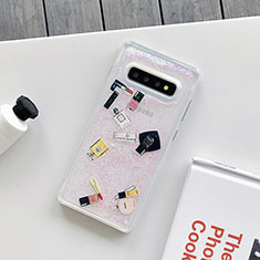 Handyhülle Silikon Hülle Gummi Schutzhülle Flexible Blumen K01 für Samsung Galaxy S10 Plus Weiß