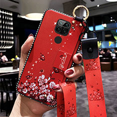 Handyhülle Silikon Hülle Gummi Schutzhülle Flexible Blumen K01 für Xiaomi Redmi 10X 4G Rot