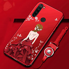 Handyhülle Silikon Hülle Gummi Schutzhülle Flexible Blumen K01 für Xiaomi Redmi Note 8 Rot