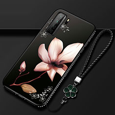 Handyhülle Silikon Hülle Gummi Schutzhülle Flexible Blumen K02 für Huawei Nova 7 SE 5G Braun