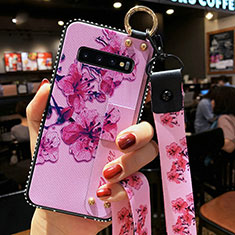 Handyhülle Silikon Hülle Gummi Schutzhülle Flexible Blumen K02 für Samsung Galaxy S10 5G Violett