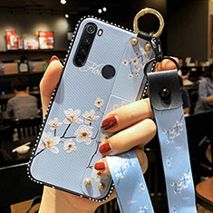 Handyhülle Silikon Hülle Gummi Schutzhülle Flexible Blumen K02 für Xiaomi Redmi Note 8 (2021) Hellblau