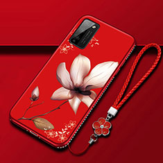 Handyhülle Silikon Hülle Gummi Schutzhülle Flexible Blumen S01 für Huawei Honor 30 Lite 5G Braun