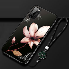 Handyhülle Silikon Hülle Gummi Schutzhülle Flexible Blumen S01 für Huawei Honor 30 Lite 5G Schwarz