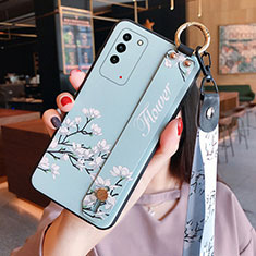 Handyhülle Silikon Hülle Gummi Schutzhülle Flexible Blumen S01 für Huawei Honor X10 5G Cyan
