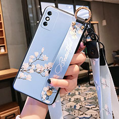 Handyhülle Silikon Hülle Gummi Schutzhülle Flexible Blumen S01 für Huawei Honor X10 Max 5G Hellblau