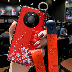 Handyhülle Silikon Hülle Gummi Schutzhülle Flexible Blumen S01 für Huawei Mate 40E Pro 4G Rot