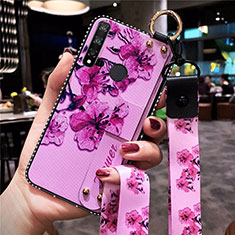 Handyhülle Silikon Hülle Gummi Schutzhülle Flexible Blumen S01 für Huawei Nova 5i Violett