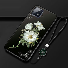 Handyhülle Silikon Hülle Gummi Schutzhülle Flexible Blumen S01 für Oppo A72 5G Weiß