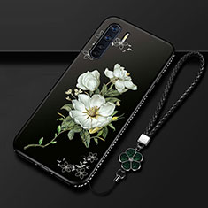 Handyhülle Silikon Hülle Gummi Schutzhülle Flexible Blumen S01 für Oppo A91 Weiß