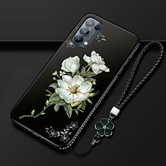 Handyhülle Silikon Hülle Gummi Schutzhülle Flexible Blumen S01 für Oppo Reno5 Pro 5G Schwarz