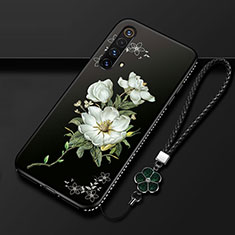 Handyhülle Silikon Hülle Gummi Schutzhülle Flexible Blumen S01 für Realme X50m 5G Weiß