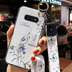 Handyhülle Silikon Hülle Gummi Schutzhülle Flexible Blumen S01 für Samsung Galaxy S10e Weiß