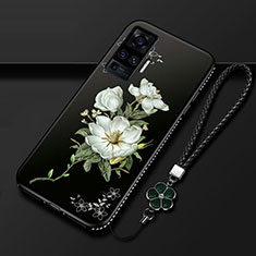 Handyhülle Silikon Hülle Gummi Schutzhülle Flexible Blumen S01 für Vivo X50 Pro 5G Weiß