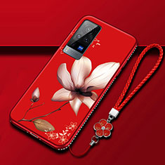 Handyhülle Silikon Hülle Gummi Schutzhülle Flexible Blumen S01 für Vivo X60 Pro 5G Rosa