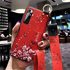 Handyhülle Silikon Hülle Gummi Schutzhülle Flexible Blumen S01 für Xiaomi Mi 10 Ultra Rot