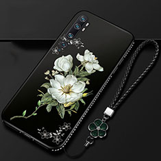Handyhülle Silikon Hülle Gummi Schutzhülle Flexible Blumen S01 für Xiaomi Mi Note 10 Pro Weiß
