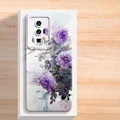 Handyhülle Silikon Hülle Gummi Schutzhülle Flexible Blumen S01 für Xiaomi Poco F5 Pro 5G Violett