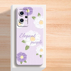 Handyhülle Silikon Hülle Gummi Schutzhülle Flexible Blumen S01 für Xiaomi Redmi Note 12 5G Violett