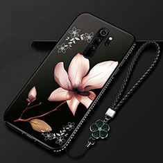 Handyhülle Silikon Hülle Gummi Schutzhülle Flexible Blumen S01 für Xiaomi Redmi Note 8 Pro Braun