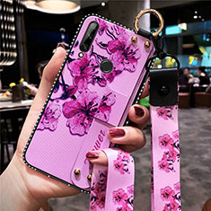 Handyhülle Silikon Hülle Gummi Schutzhülle Flexible Blumen S02 für Huawei Enjoy 10 Plus Violett