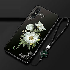 Handyhülle Silikon Hülle Gummi Schutzhülle Flexible Blumen S02 für Huawei Enjoy 10e Weiß