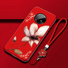Handyhülle Silikon Hülle Gummi Schutzhülle Flexible Blumen S02 für Huawei Enjoy 20 Plus 5G Rot