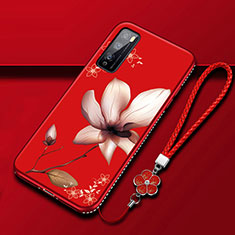 Handyhülle Silikon Hülle Gummi Schutzhülle Flexible Blumen S02 für Huawei Enjoy 20 Pro 5G Fuchsie