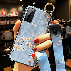 Handyhülle Silikon Hülle Gummi Schutzhülle Flexible Blumen S02 für Huawei Honor 30 Lite 5G Hellblau