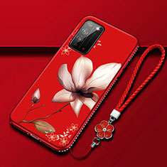Handyhülle Silikon Hülle Gummi Schutzhülle Flexible Blumen S02 für Huawei Honor X10 5G Fuchsie