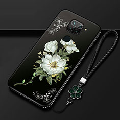 Handyhülle Silikon Hülle Gummi Schutzhülle Flexible Blumen S05 für Xiaomi Redmi Note 9 Weiß