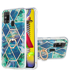Handyhülle Silikon Hülle Gummi Schutzhülle Flexible Modisch Muster mit Fingerring Ständer Y01B für Samsung Galaxy M31 Nachtgrün