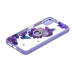 Handyhülle Silikon Hülle Gummi Schutzhülle Flexible Modisch Muster mit Fingerring Ständer Y01X für Xiaomi Poco M3 Violett