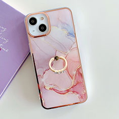 Handyhülle Silikon Hülle Gummi Schutzhülle Flexible Modisch Muster mit Fingerring Ständer Y05B für Apple iPhone 13 Rosa